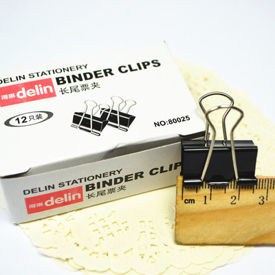 【大量批發(fā)得琳 25mm 黑色長尾夾】價格,廠家,圖片,夾子,上海奧果商貿-